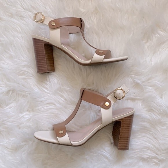 Preston & York Faye Leather T-Strap Block Heel Dress Sandals Sz 10 - Picture 2 of 12